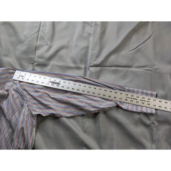 David Donahue Shirt Multicolor Striped Button Up Dress Mens Size 16.5 34/35 - Picture 9 of 9